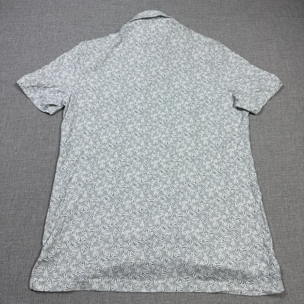 Faherty Reserve Movement Pique Polo Shirt Mens M White Floral Cotton
